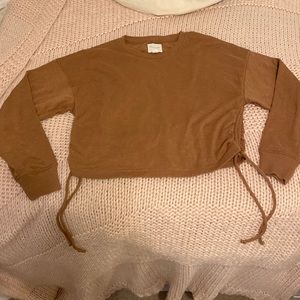 American Eagle Clinch Waist Sweatshirt- Brown